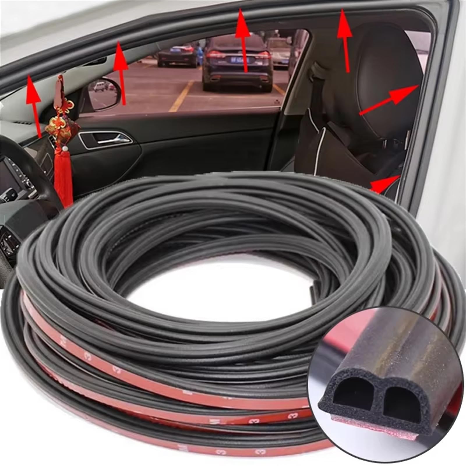 Strisce Di Tenuta Portiera Auto Adesivi Sigillanti Automatici A Doppio Strato Porta Bagagliaio Isolamento Acustico Guarnizione Accessori Interni Auto Porta Guarnizione Striscia(10m)