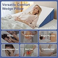 Vista 4 de Almohada de cuña para cabecero, almohada de cuña elevada triangular de 7.5 pulgadas para aliviar el reflujo ácido, dormir, poscirugía, alivio