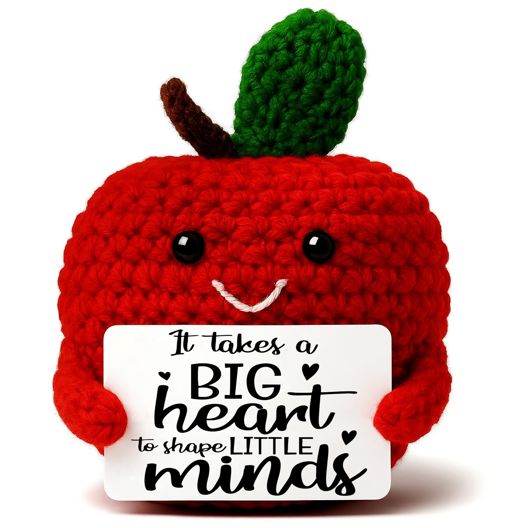 MAMAGIFTREE Teacher Appreciation Gifts - Crochet Apple with Big Heart - Unique Thank You Gifts for Daycare Kindergarten Preschool Teachers, End of