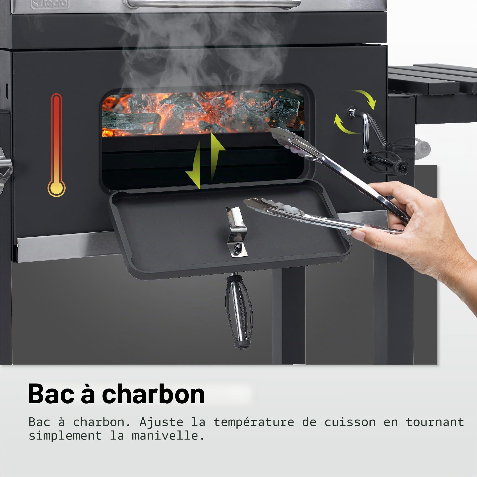 Tepro Toronto Click Barbecue au charbon de bois Anthracite/acier inoxydable