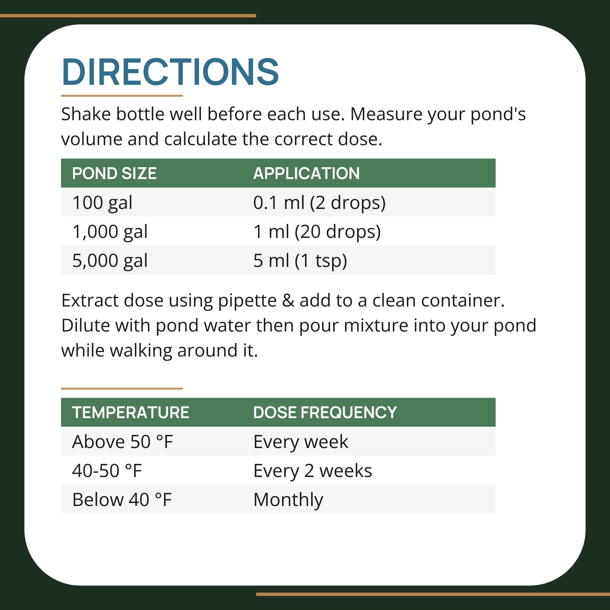 Detergente naturale per laghetti, 60 ml, chiarificatore per laghetti di pesci, sicuro per tutta la vita acquatica, incluso Koi, chiarificatore per acqua per laghetti, tratta fino a