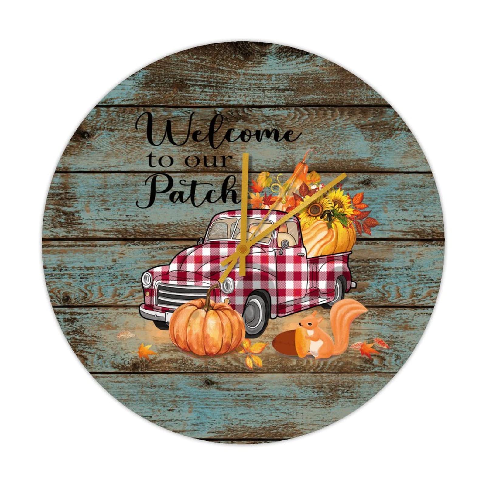 Horloge murale en bois style automne pour cuisine et salon cosy