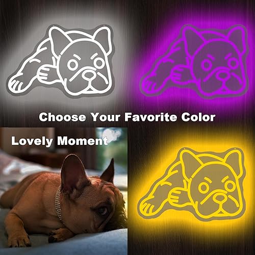 Miniatura 4 de Neisouf Letrero de neón LED de Bulldog francés para decoración de pared, luz LED de neón con USB de 5 V, regalo para dormitorio, habitación, tienda,