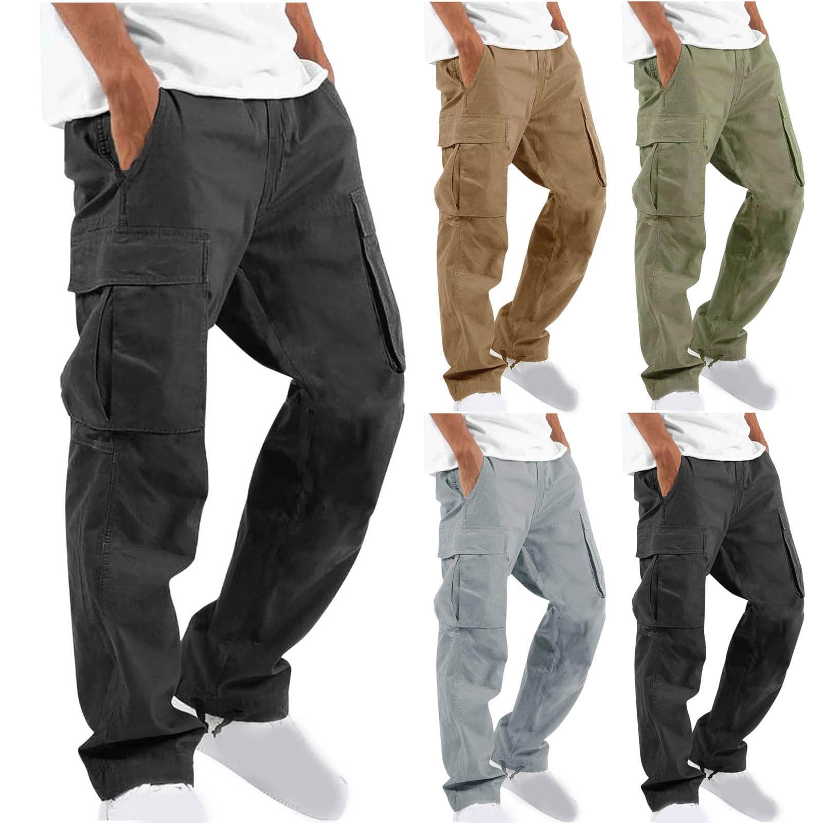 Men Cargo Sweatpants Loose Casual Work Pants Joggers Open Bottom Drawstring Cargos Athletic Cotton Straight Sweat Pant