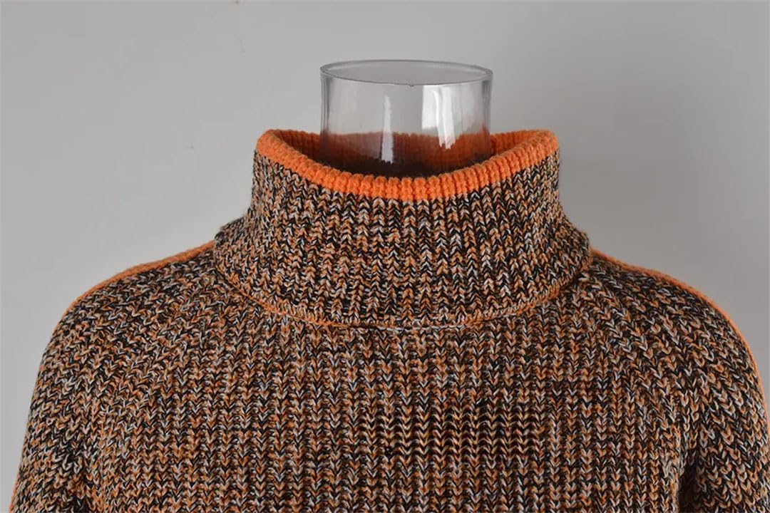 Maglione da donna a collo alto, lavorato a maglia, stile casual, a maniche lunghe