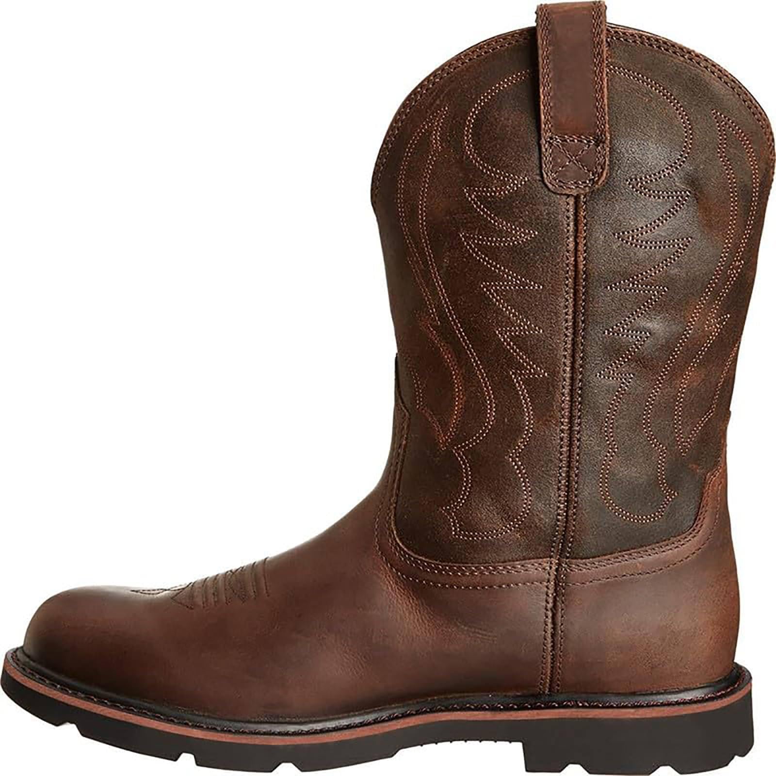 Reitstiefel, Western-Cowboystiefel, Bestickter Schlupfstil, Mittelrohr | Runder Kopf | rutschfest, Atmungsaktiv, Vintage-Stiefel FüR Herren Und Damen,A-42