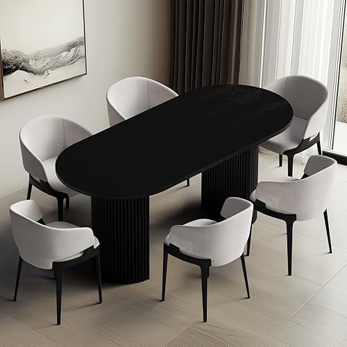 Miniatura 5 de Comfy to go Mesa de comedor para 6 asientos moderna mesa de comedor rectangular de color madera de nogal claro de mediados de siglo para sala de