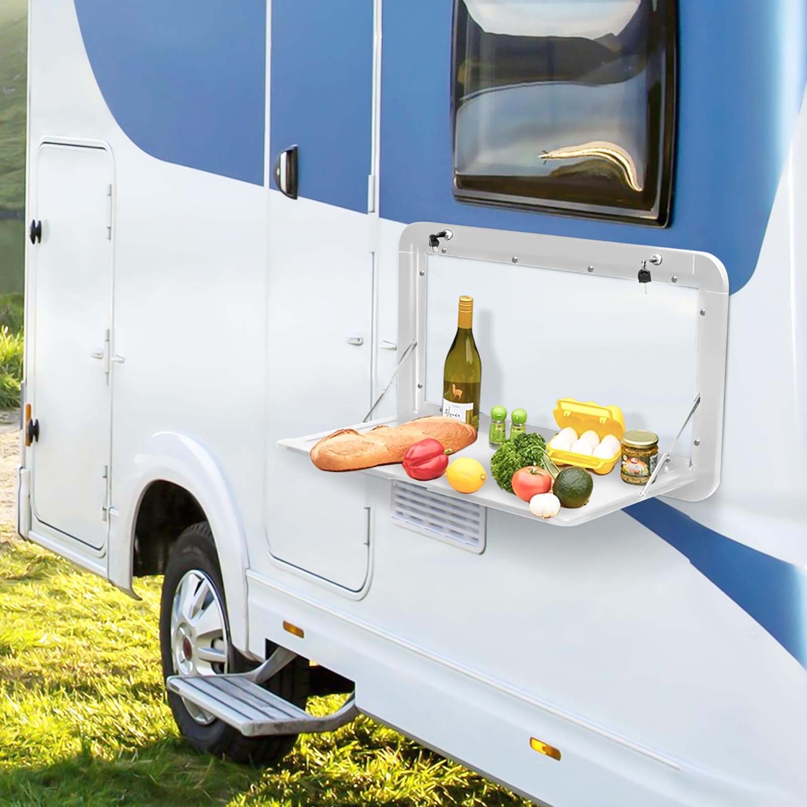 Lockable Rv Picnic Table Wall-mounted Fold-down Picnic Table For Camper Van Foldable RV Picnic ...