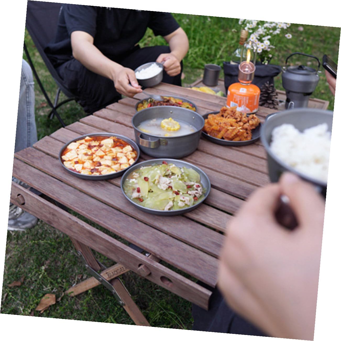 BESTonZON Aluminum Alloy Dinner Plate Portable Camping Plate Bbq Snack Dish Outdoor Picnic for Hiking and Self-driving Trips