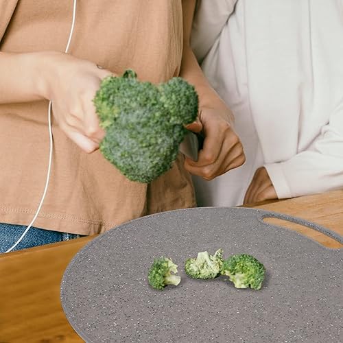 Miniatura 6 de Angoily Tabla de cortar frutas y verduras redonda 12.2x0.2 in imitación mármol lavavajillas seguro bloque de corte
