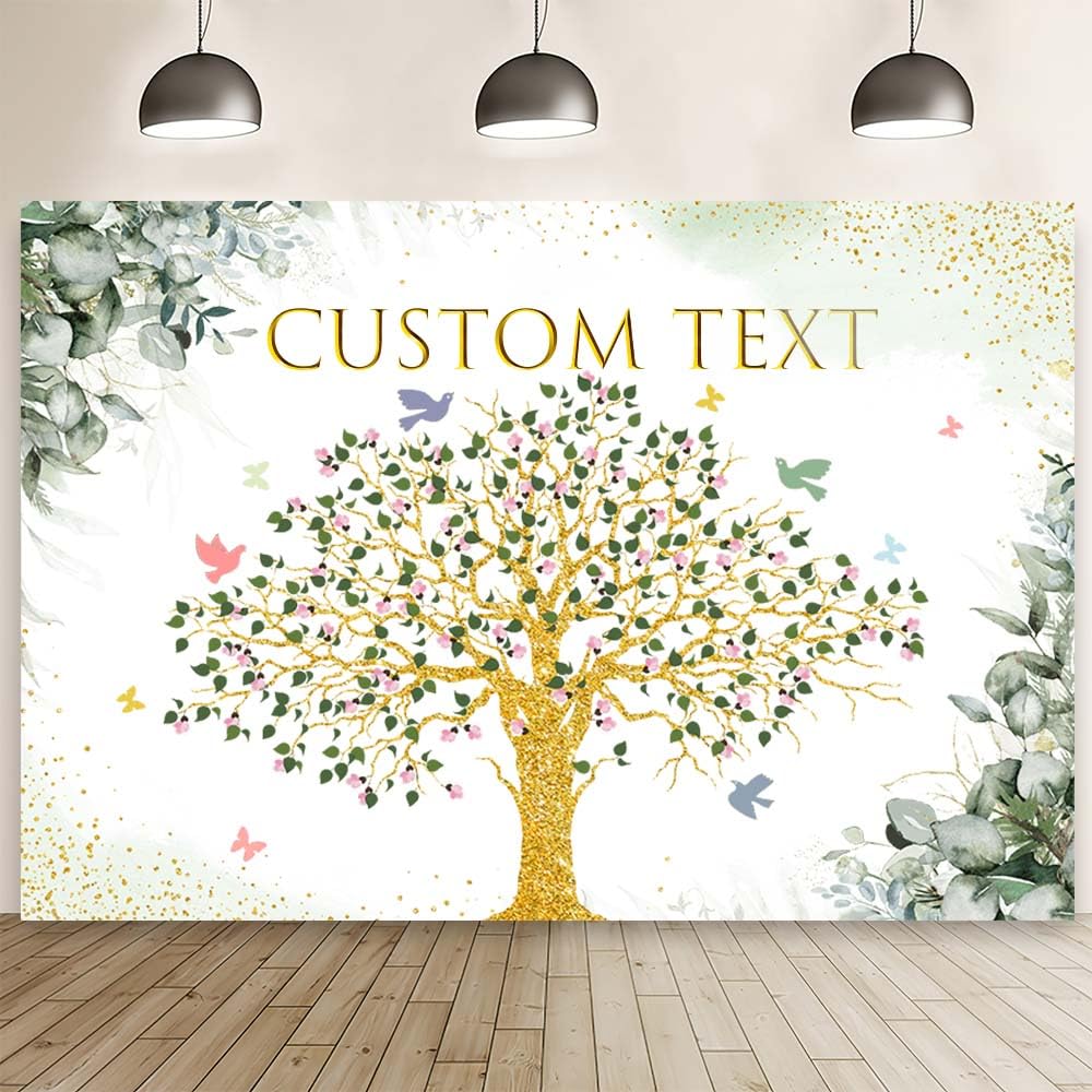 MEHOFOND 7x5ft Family Reunion Custom Backdrop Family Tree We are Family Photography Background Eucalyptus Leaves Family Meeting Housewarming Party