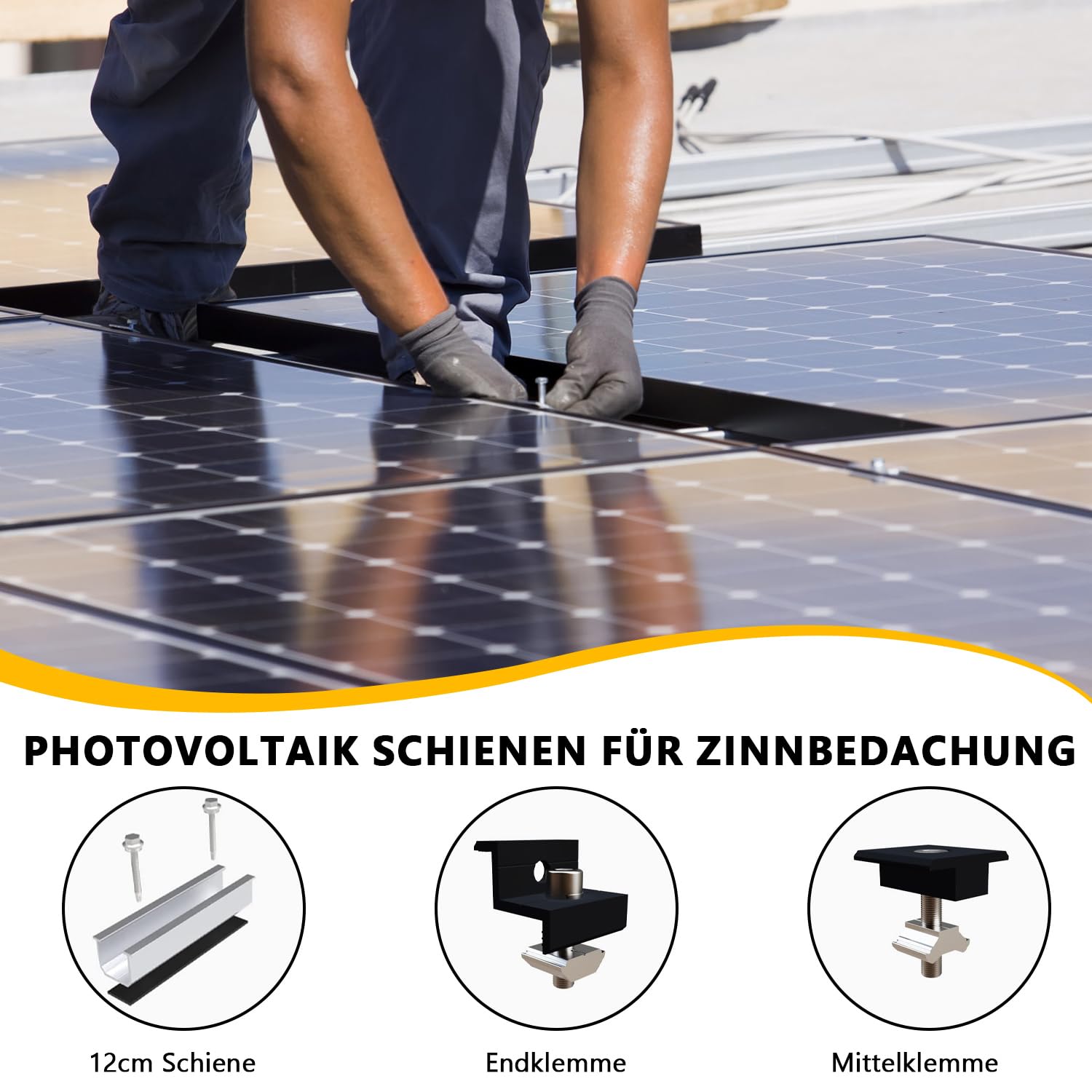 Kit di supporto per pannello solare, supporto per pannello solare, binario di fissaggio PV, supporto per tetto piatto fotovoltaico per moduli di spessore 30-35 mm, supporto PV per tetto piatto