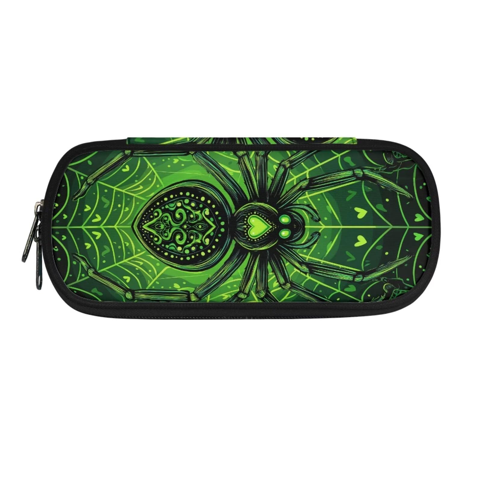 ASQVTIFE Green Spider Pencil Case with Compartments for Teens Boys Ages 8-12 Cute Animal Pencil Case Big Capacity 4 Ring Binder Bag Pen Marker Holder Storage — image 1