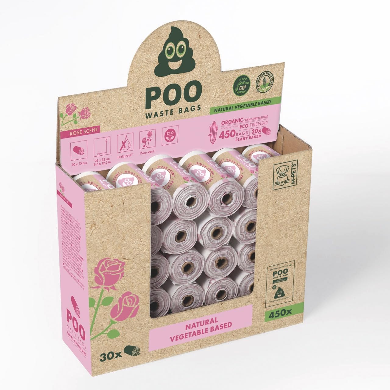 M-PETS POO DIŞKI POŞETİ 15 YAPRAK GÜL KOKULU 30LU PAKET