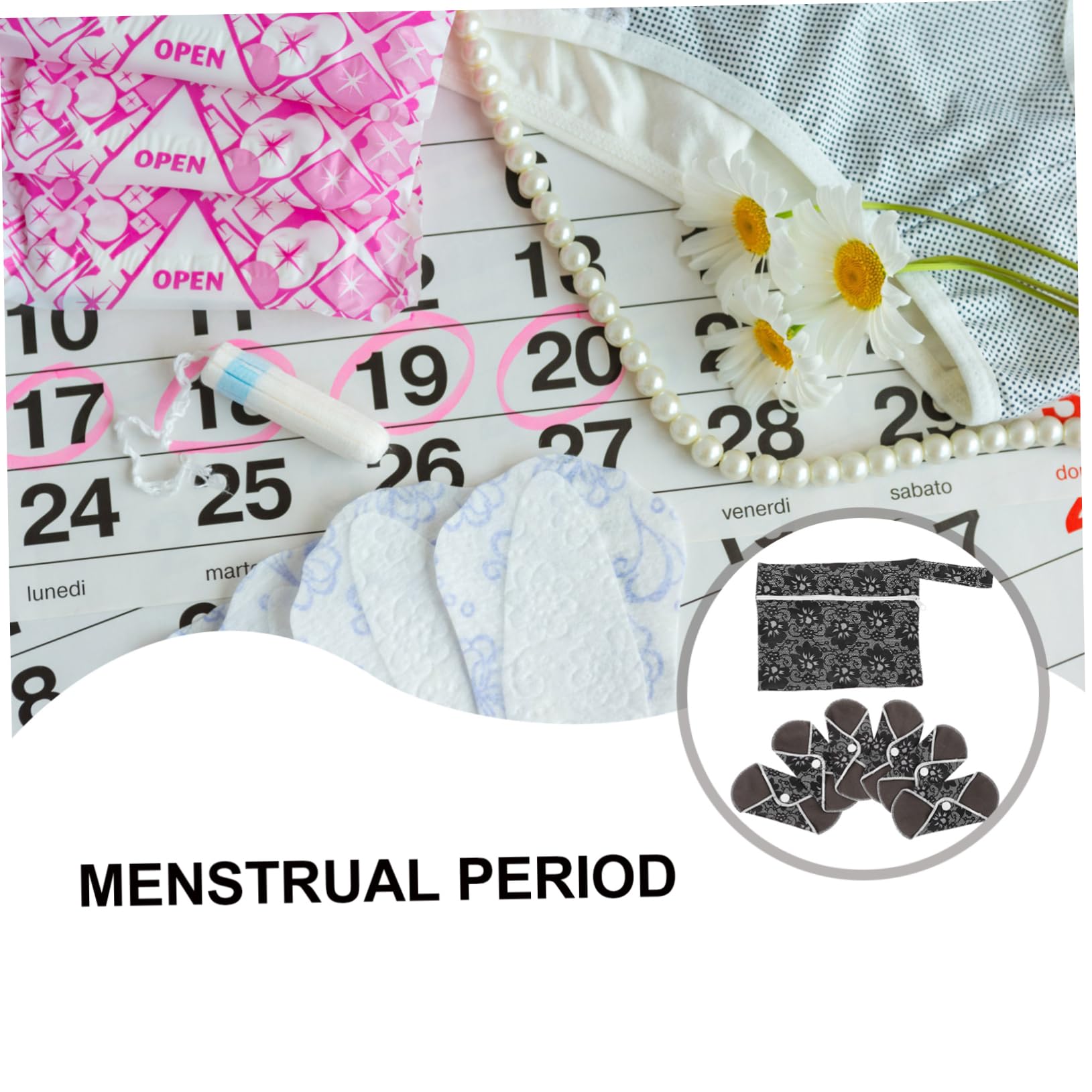 Baluue 30piezas Compresas Menstruales Reutilizables Para Embarazadas Paquete De Ecológicas y Transpirables Incluye Bolsa De Almacenamiento Para Uso Diario y Postparto