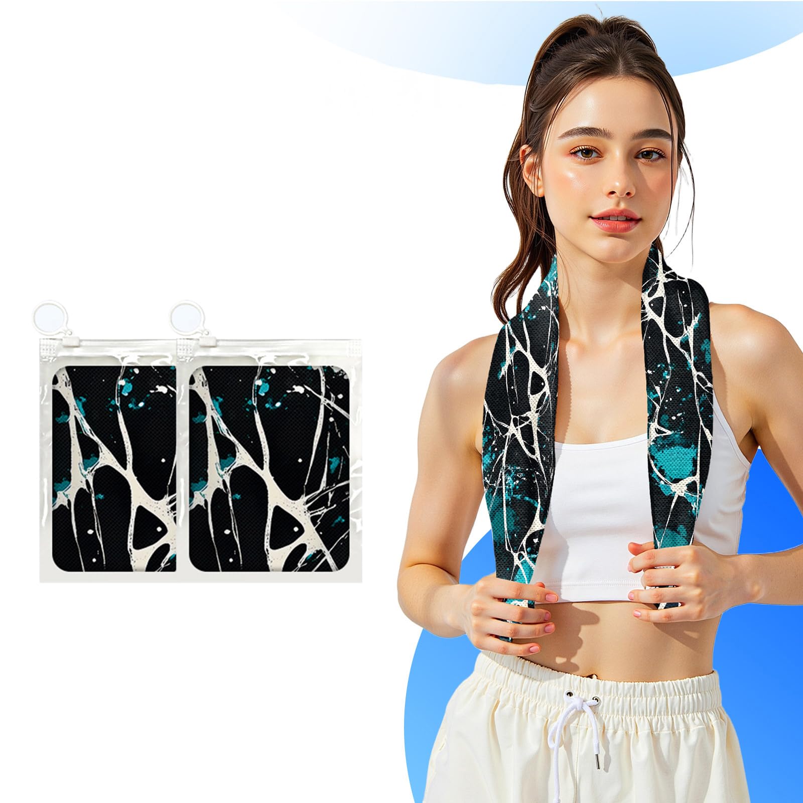 HAIWANGWH Cooling Towel 2 Pack, Ice Cold Sports Sweat Towel for Cooling Scarf Neck,Forehead, Wristband, Bandana, Stay Cool from Over Heating During All Kinds of Sports and Exercise