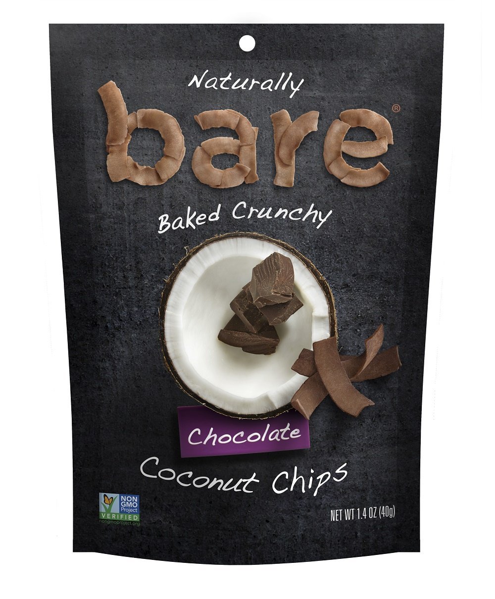 Bare Natural Coconut Chips, Chocolate, Gluten Free + Baked, Single Serve Bag - 1.4 Oz (12 Count)