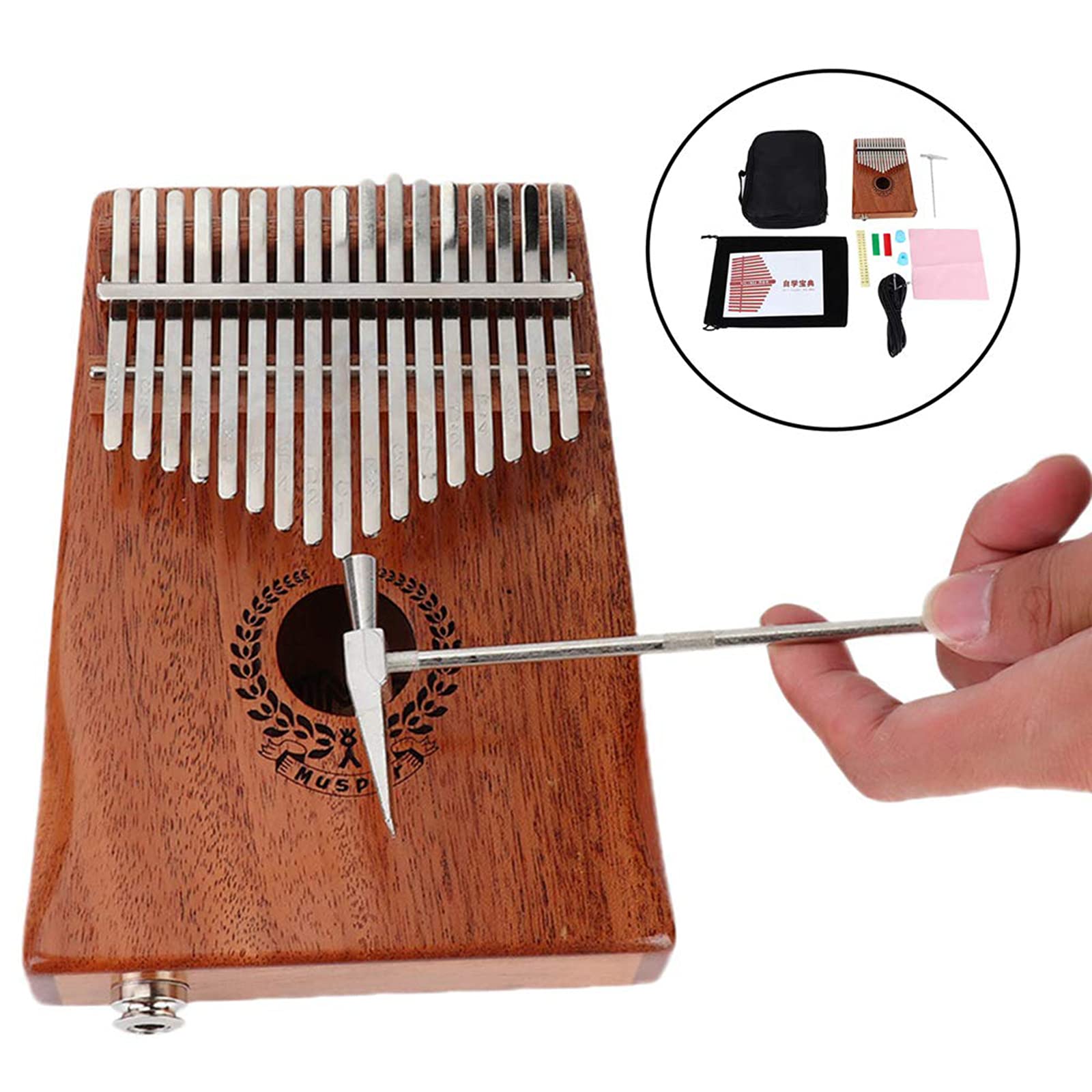 Kalimba, Instrument de Musique Adulte Piano à Pouce 17 Touches Instrument de Musique Portable, Cadeaux pour Enfants et Adultes Débutants Kalimba Thumb Piano