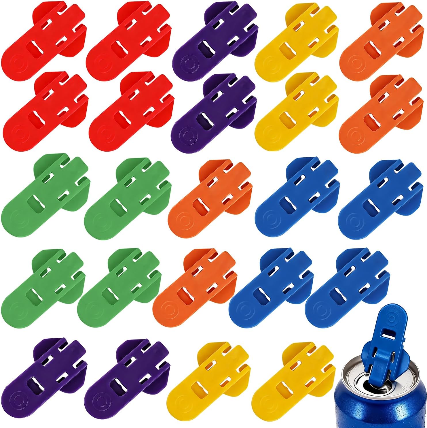 ELNX 24 Pcs Ring Pull Can Opener Aid | Easy Tab Opener and Drink Protector | Leakproof Can Top Ring Pull Opener Tool | Colored Plastic Can Tab Opener for Coke Drinks Beer Soda (6 Colors)