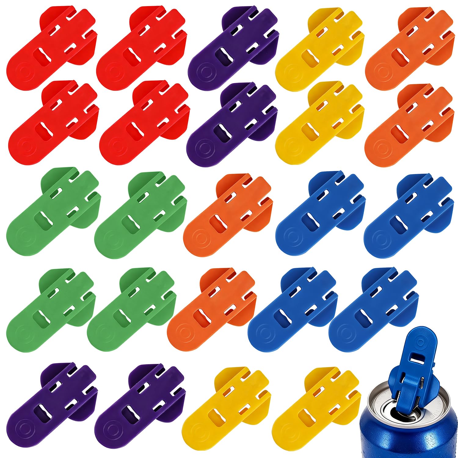 ELNX 24 Pcs Ring Pull Can Opener Aid | Easy Tab Opener and Drink Protector | Leakproof Can Top Ring Pull Opener Tool | Colored Plastic Can Tab Opener for Coke Drinks Beer Soda (6 Colors)