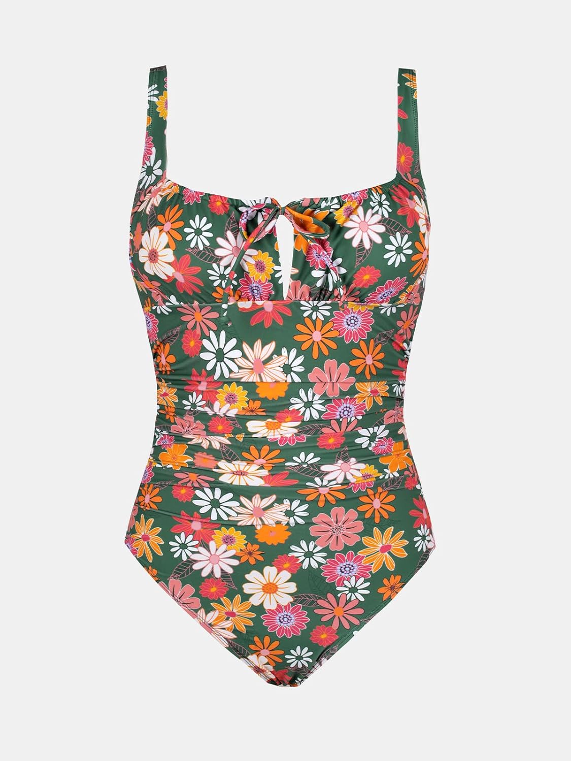 CUPSHE Women's One Piece Swimsuit Bathing Suit Square Neck Back Cut Out Drawstring Self Tie Back Hook - Image 6