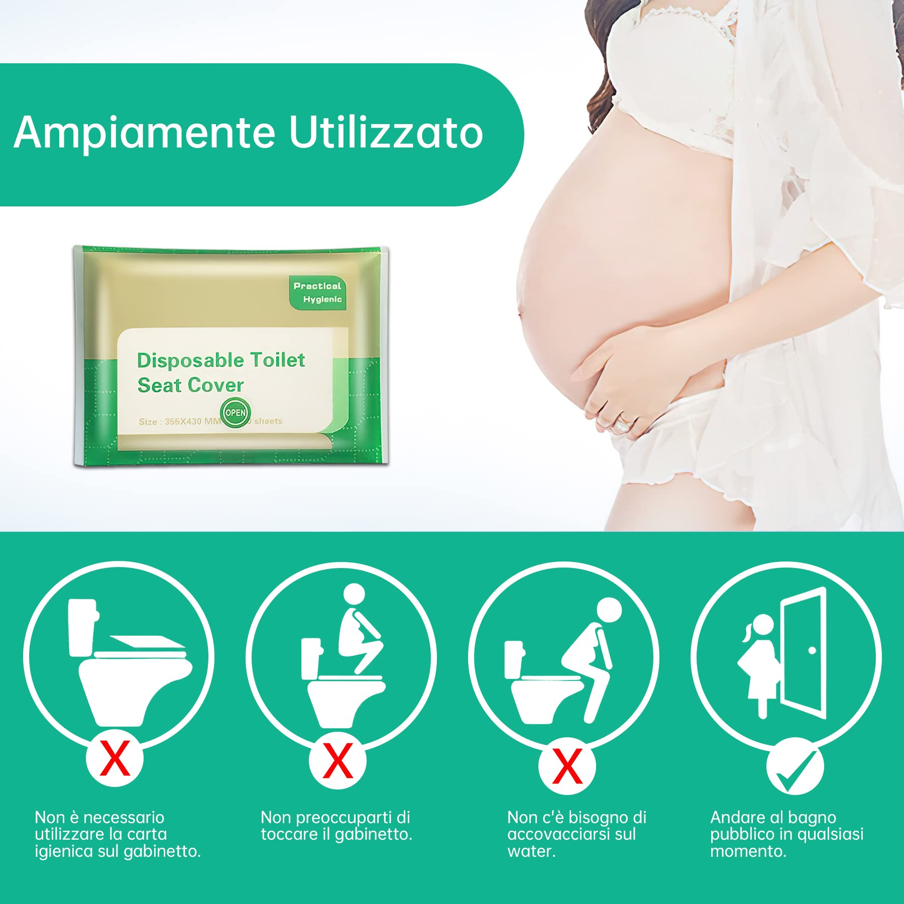 Coprisedili WC Carta 6 Confezioni 60 Pezzi Copriwater Usa e Getta Biodegradabili per Bambini e Adulti