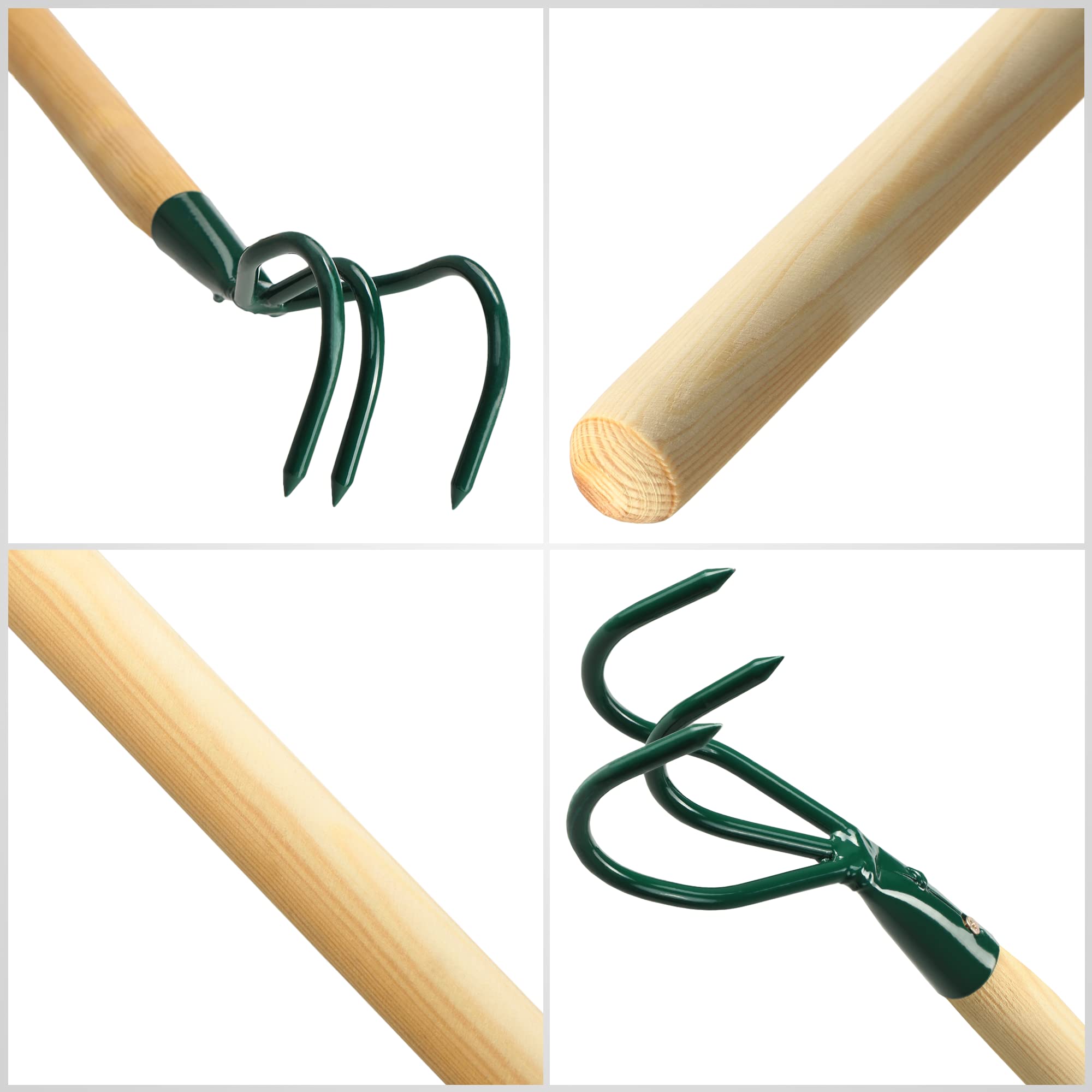 KADAX Cultivateur de désherbage ŕ 3 Dents - Crampons de Mauvaises Herbes - Petite Griffe de Fleur avec Manche - Accessoires de Jardin en métal - houe de Jardin pour desserrer Le Sol (Vert)