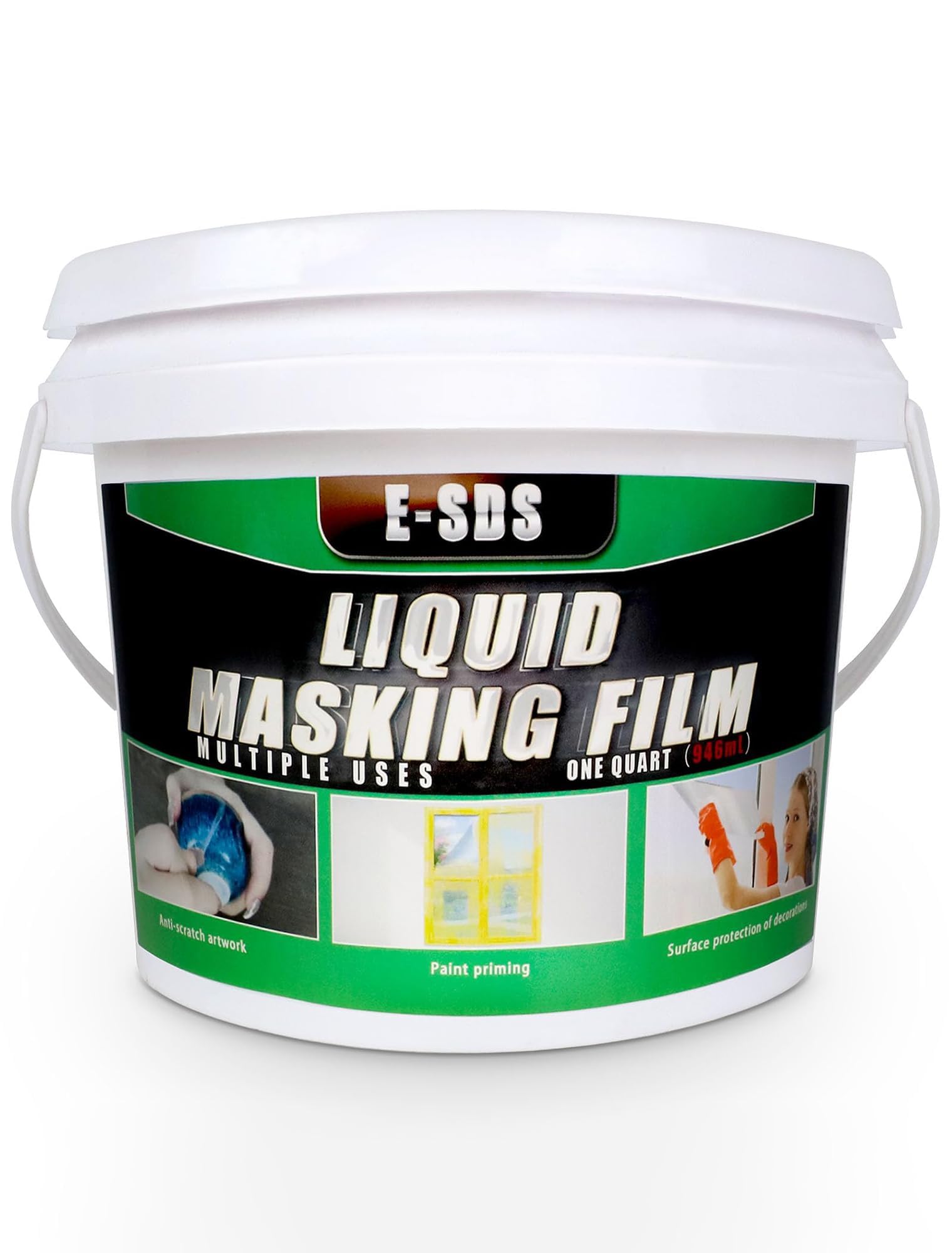 E-SDS Masking Liquid Tape, Transparent Peelable Coating, Used for Priming Window Painting, 1 Quart