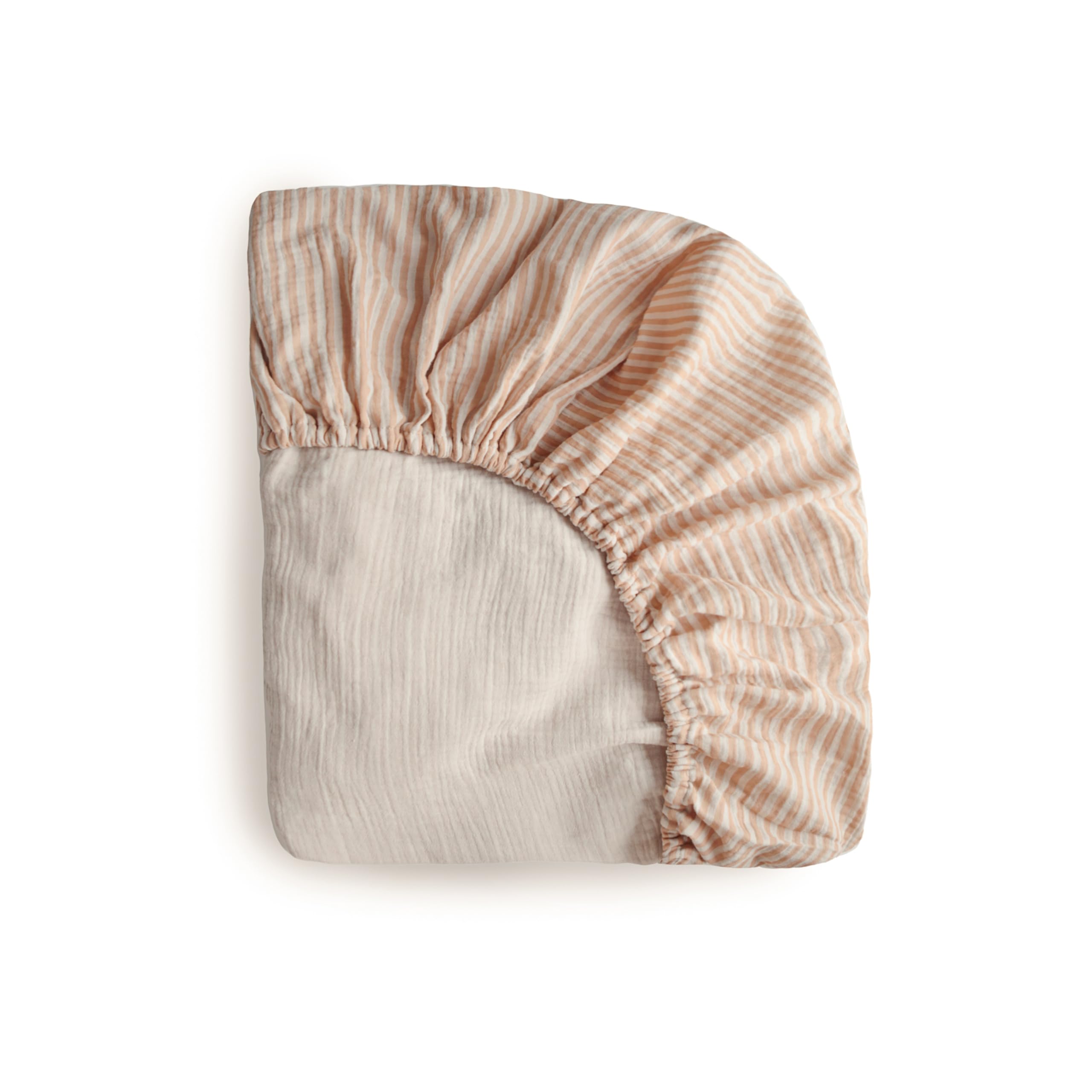 mushie Mini Crib Sheet Natural Stripe