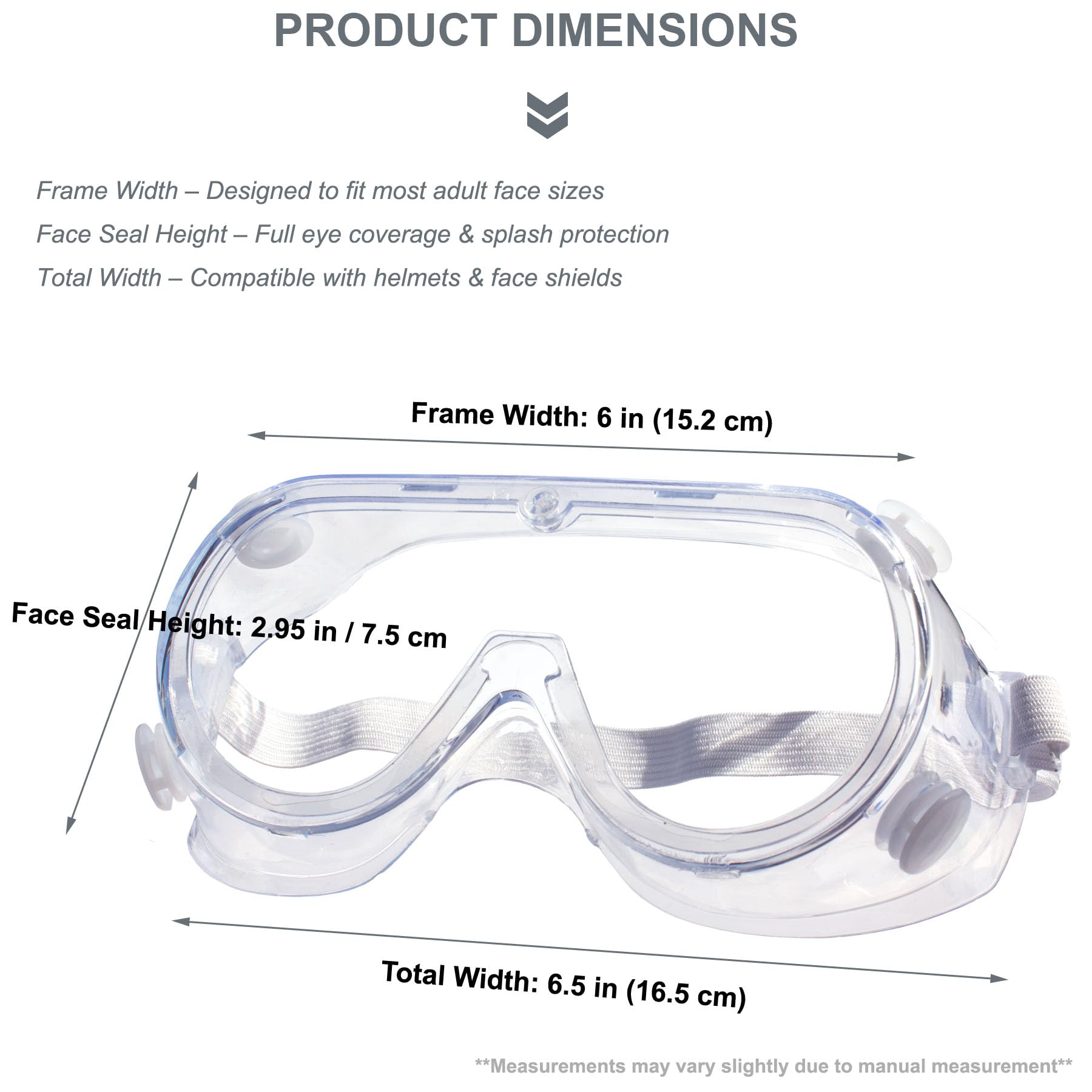EYEGLASSTOR 3 Pack Safety Goggles Over Glasses, Clear Protective Splash Goggles for Adults, Anti-Fog Eye Protection for Lab Chemistry, Construction, Painting, Onion Cutting White : Industrial & Scientific