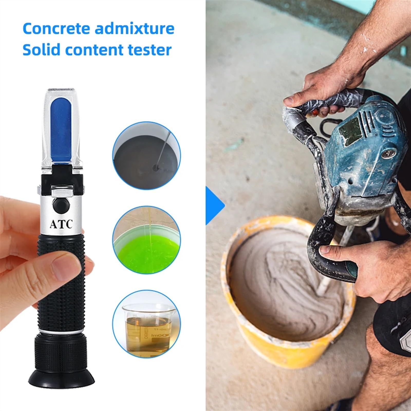 Misuratore Portatile del Contenuto di Solidi for additivi for calcestruzzo, rifrattometro 0-80%, misuratore specifico ATC, Strumento for l'industria, Vernice Medica(32)