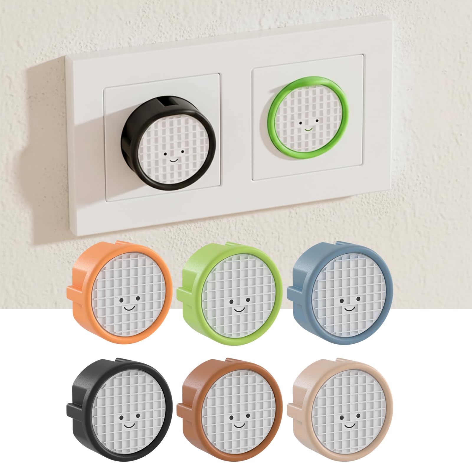 Steckdosen Abdeckung, 6er-Set Europäische Steckdosenabdeckungen, Mehrfarbige Steckdosenschutzabdeckungen für Haushalt und Büro, Einfache Installation und Sicherer Schutz, Farben: Beige Grün Blau Orang