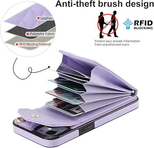 Miniatura 9 de Asuwish Funda de teléfono para iPhone 13 Mini de 5.4 pulgadas con protector de pantalla de vidrio templado, anillo con bloqueo RFID, tarjetero para