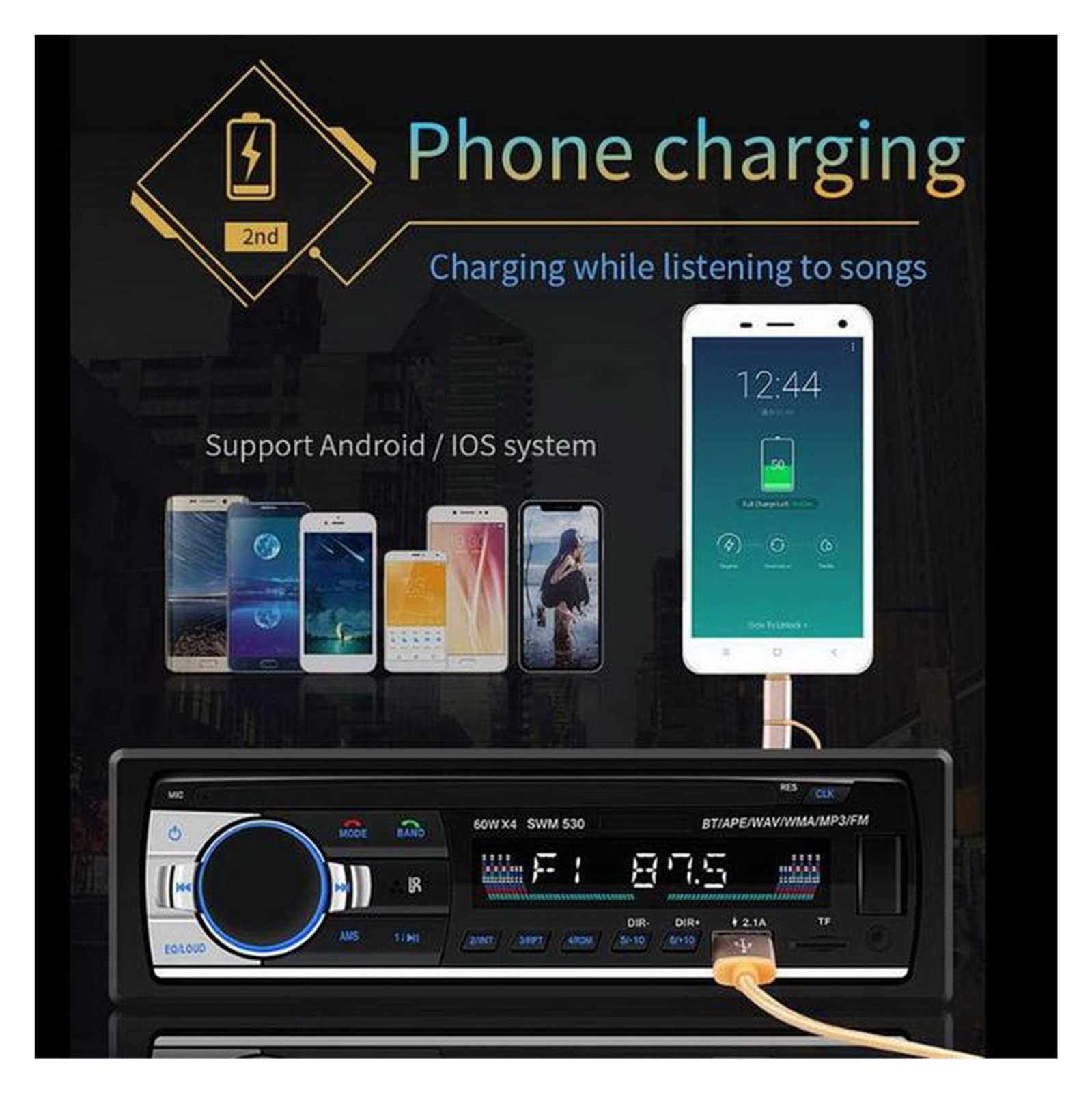 Car Stereo Radio Remote contract Multiple EQ MP3/WMA/WAV player 1 2V MP3 Gracz FM/SD/USB/AUX Bluetooth Audio Stereo Przenośny(520 12V)