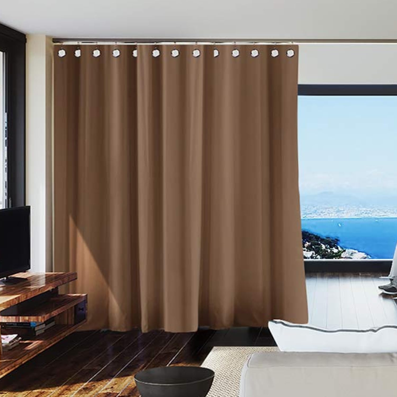 Room/Dividers/Now Ceiling Track Room Divider Kit - XXX-Large A, 8ft Tall x 14ft - 18ft Wide (Mocha)