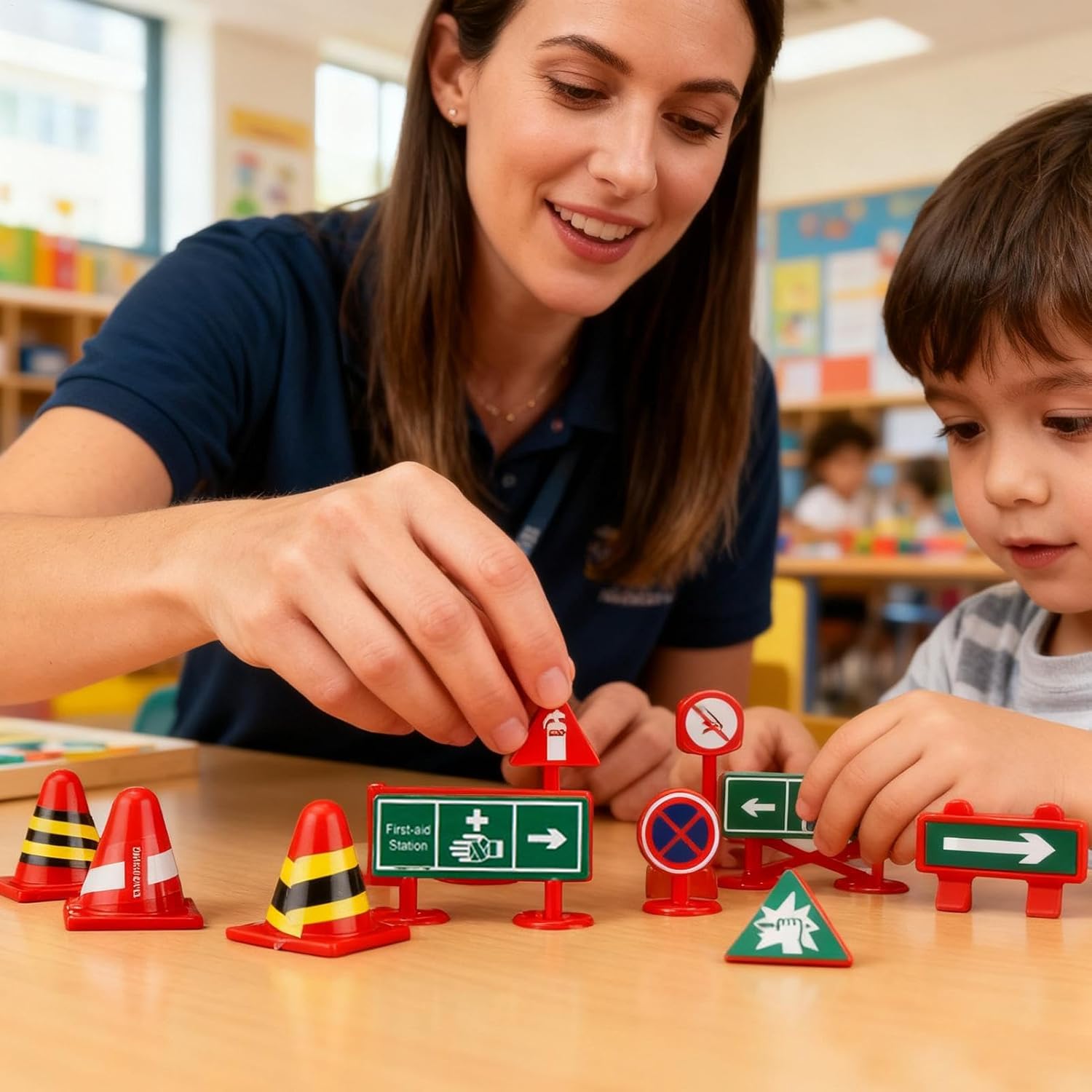 Traffic Sign Toys - Portable Children Travel Game - Street Signs Toy - for Birthday Halloween Easter Living Room Garden Indoor Outdoor Classroom School