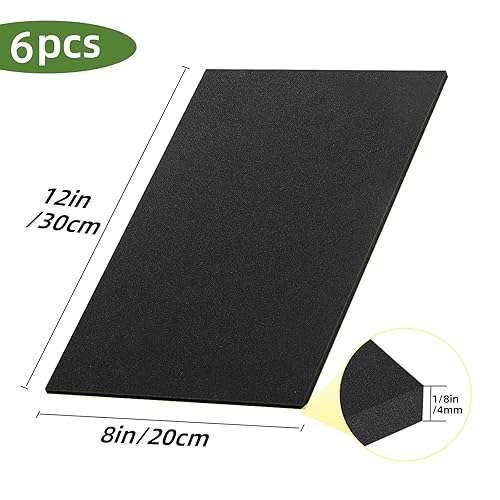 Miniatura 2 de FIFIFO Hojas de espuma Neaprene, acolchado de espuma de alta densidad de 12 x 8 pulgadas, hoja de goma adhesiva antideslizante, insonorizadas y