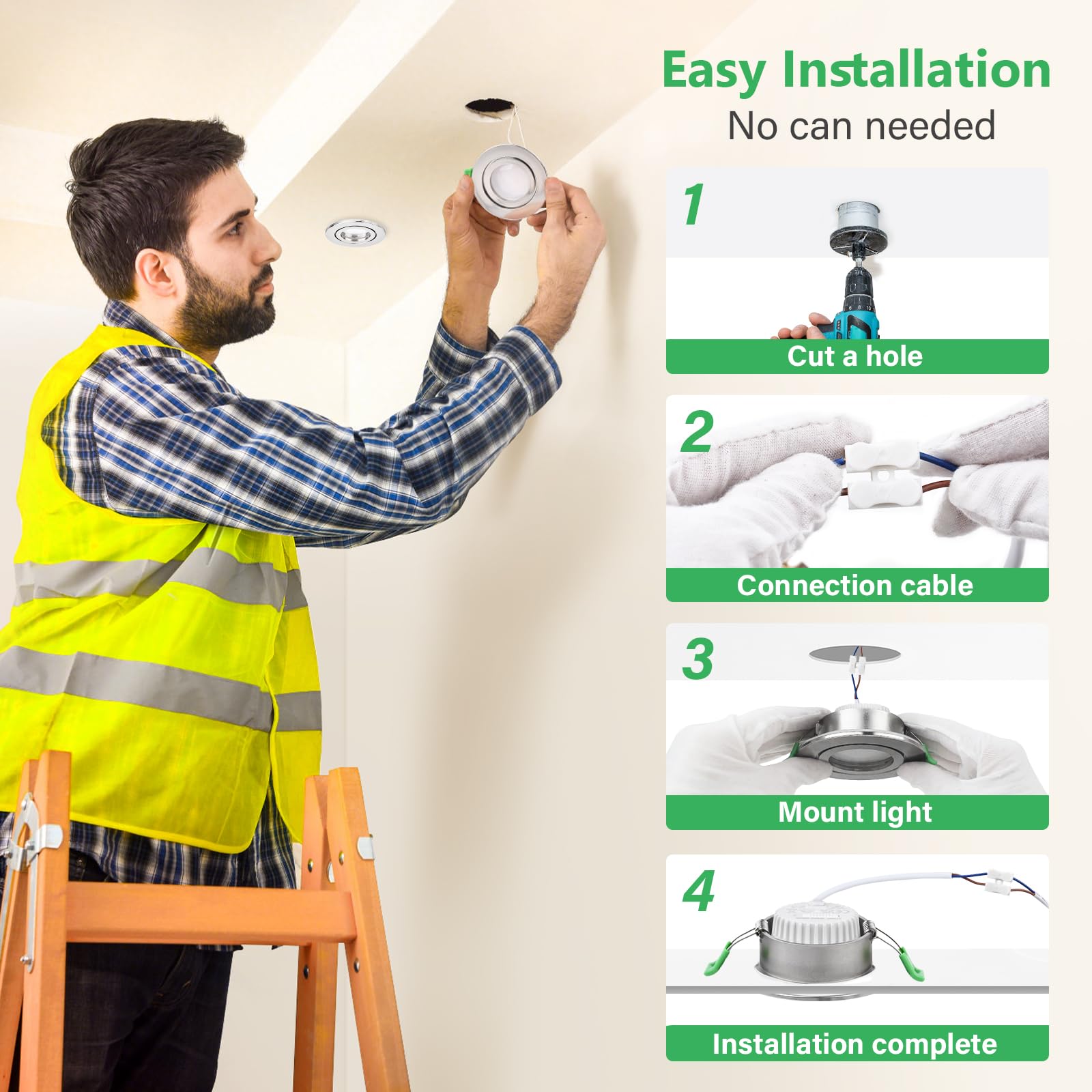 GeyouLux LED Einbaustrahler 230V IP65 5W 600LM 2700K Warmweiß Ultra Flach 6er Set Nickel