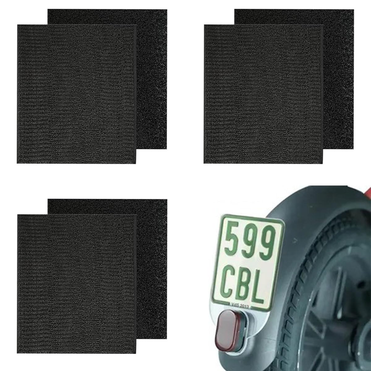 3 Paar Selbstklebende Kennzeichenhalter für E-Scooter Roller, Klett Kennzeichenhalter ZubehöR für E Scooter & Mofa - 135 x 110 mm Reißfest Wetterfest