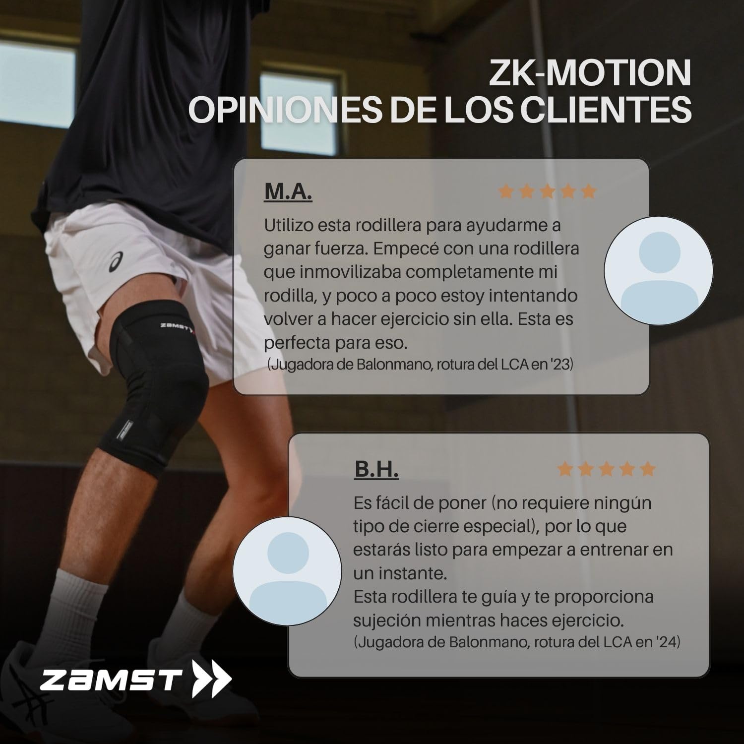 Zamst ZK-Motion Rodillera Deportiva - Rodillera de Compresión de Punto Híbrido para Hombres y Mujeres con Soportes de Resina Flexibles para Protección de Rodillas y Esguinces de LCA, LCM Y LCL - XL