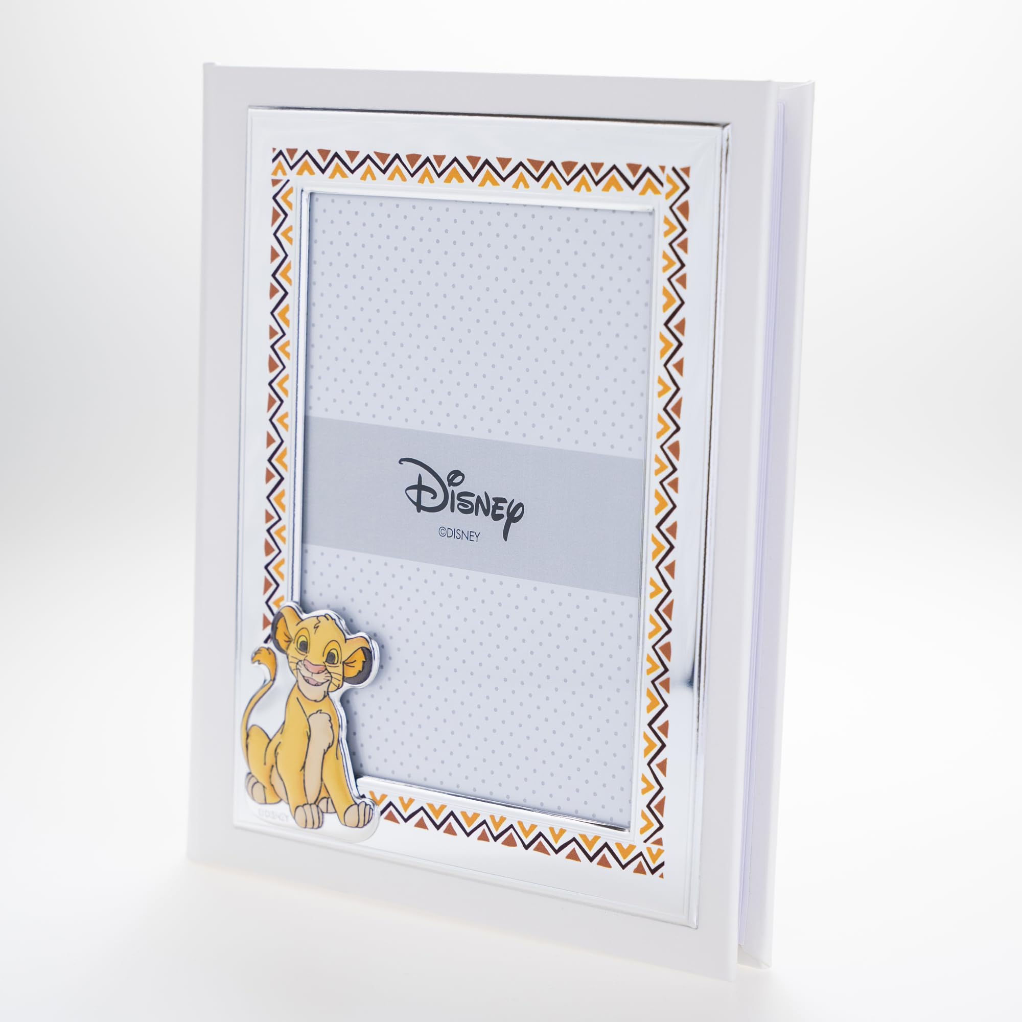 VALENTI & CO. Disney Baby – Król Lew Simba – Album fotograficzny dla dzieci ze srebrnym uchwytem na zdjęcie na prezent na chrzest noworodka lub urodziny dla dzieci