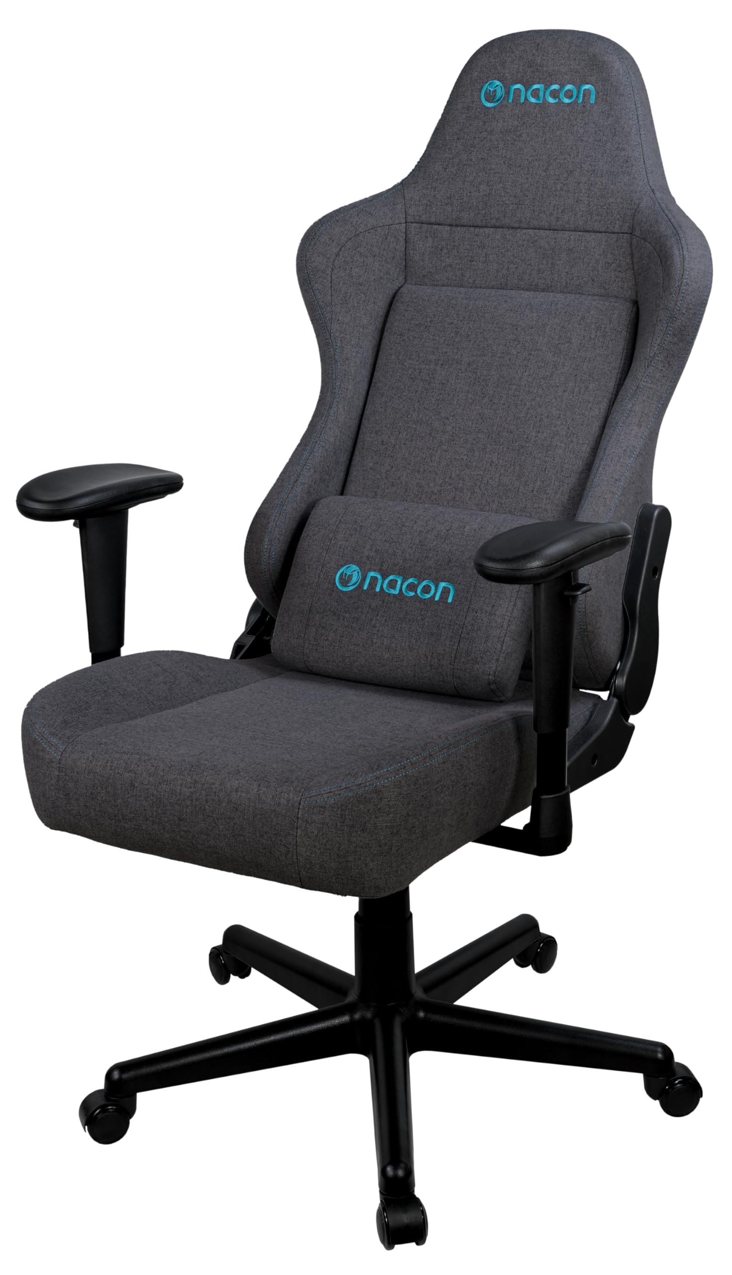 Nacon - Silla Gaming PCCH-380 Ergonómica con Reposabrazos 2D | Silla Gaming con Cojín Lumbar, Reclinable hasta 135º, Material Textil, Color Gris Oscuro