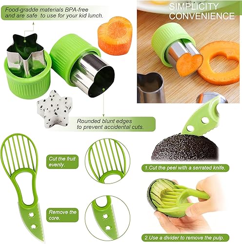 Miniatura 4 de Juego de 18 cucharas de melón Baller, juego de pelador de frutas de acero inoxidable 4 en 1, cortador de aguacate, pelador de naranja, frutas y