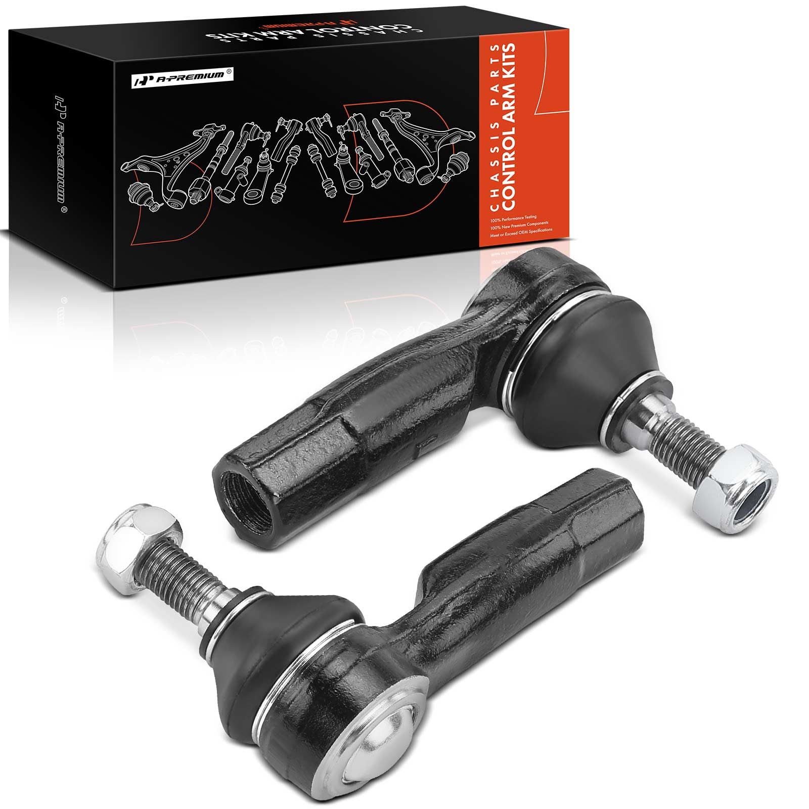A-Premium 2 x Front Outer Tie Rod Ends, Compatible with Volkswagen Jetta, Passat, Golf (R & Alltrack & SportWagen), Tiguan (Limited), Beetle, CC, Eos, GTI, e-Golf, R32, Audi A3 (Quattro), Q3 (Quattro)