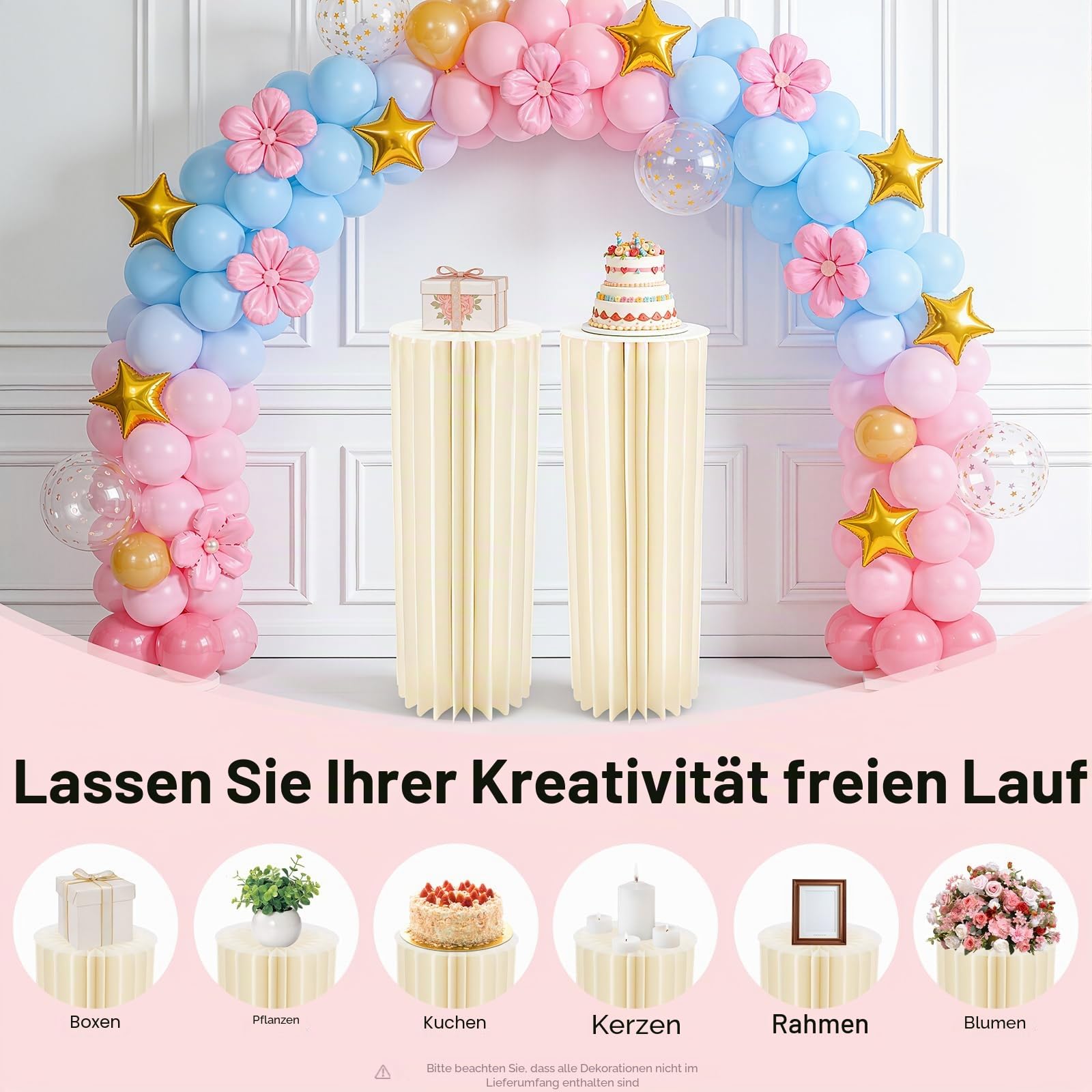 Faltbare Papiersäulen Zylinderständer Ausstellungssockel für Partys Herzstück Zylindertische Zylindertisch Römische Säule aus Pappe Kuchen Display Sockelständer für Hochzeits (2 Stück)