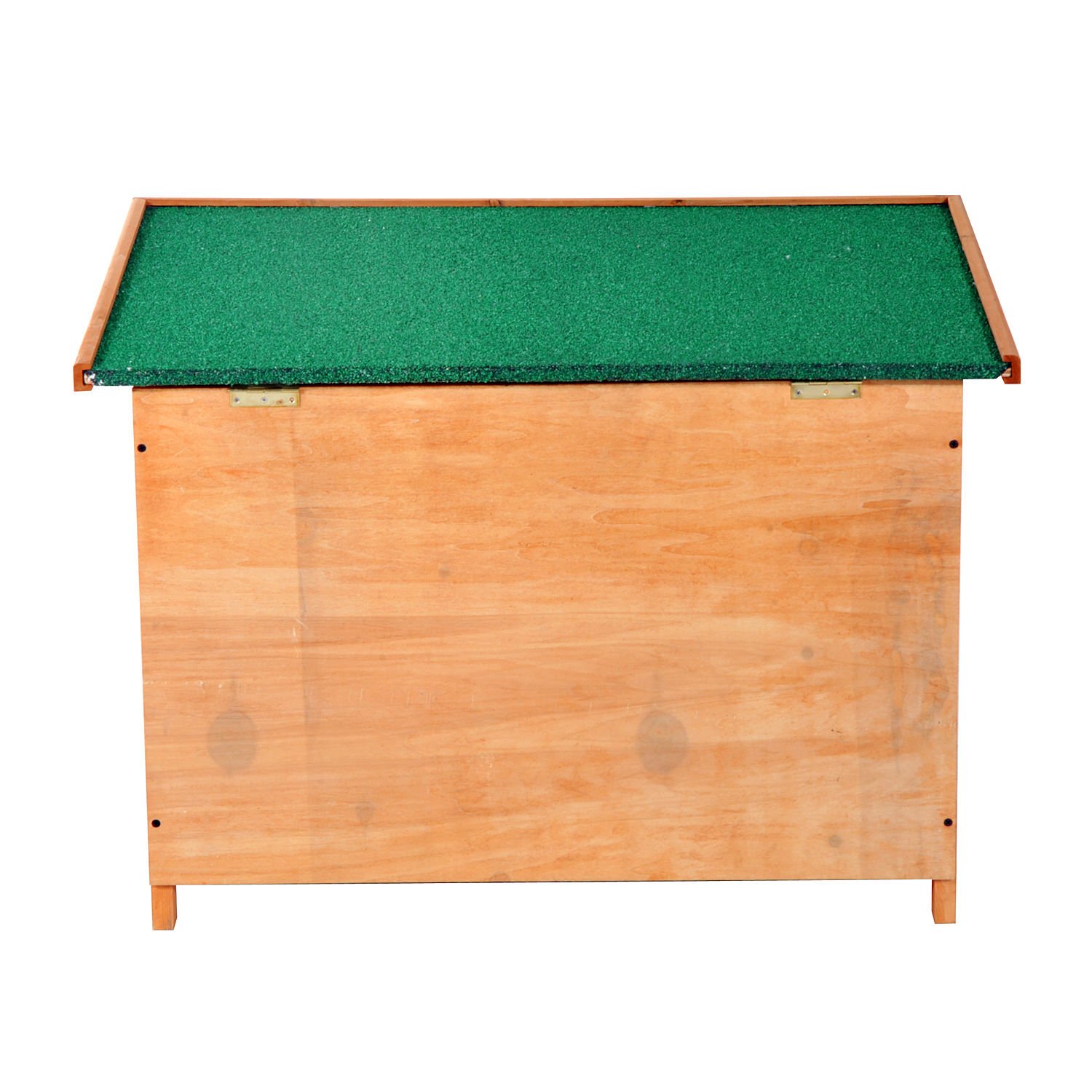PawHut Niche pour Chien Chat en Bois sur Pied chenil Toit ouvrant bitumé 85 x 58 x 58 cm pin Massif pré-huilé Marron Vert