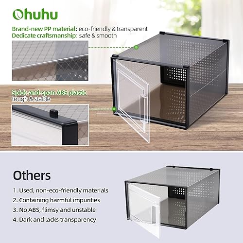 Miniatura 4 de Ohuhu - Caja de almacenamiento de zapatos contenedores de plástico apilables de gran tamaño para zapatos  Tipo de cajón de armario para zapatos