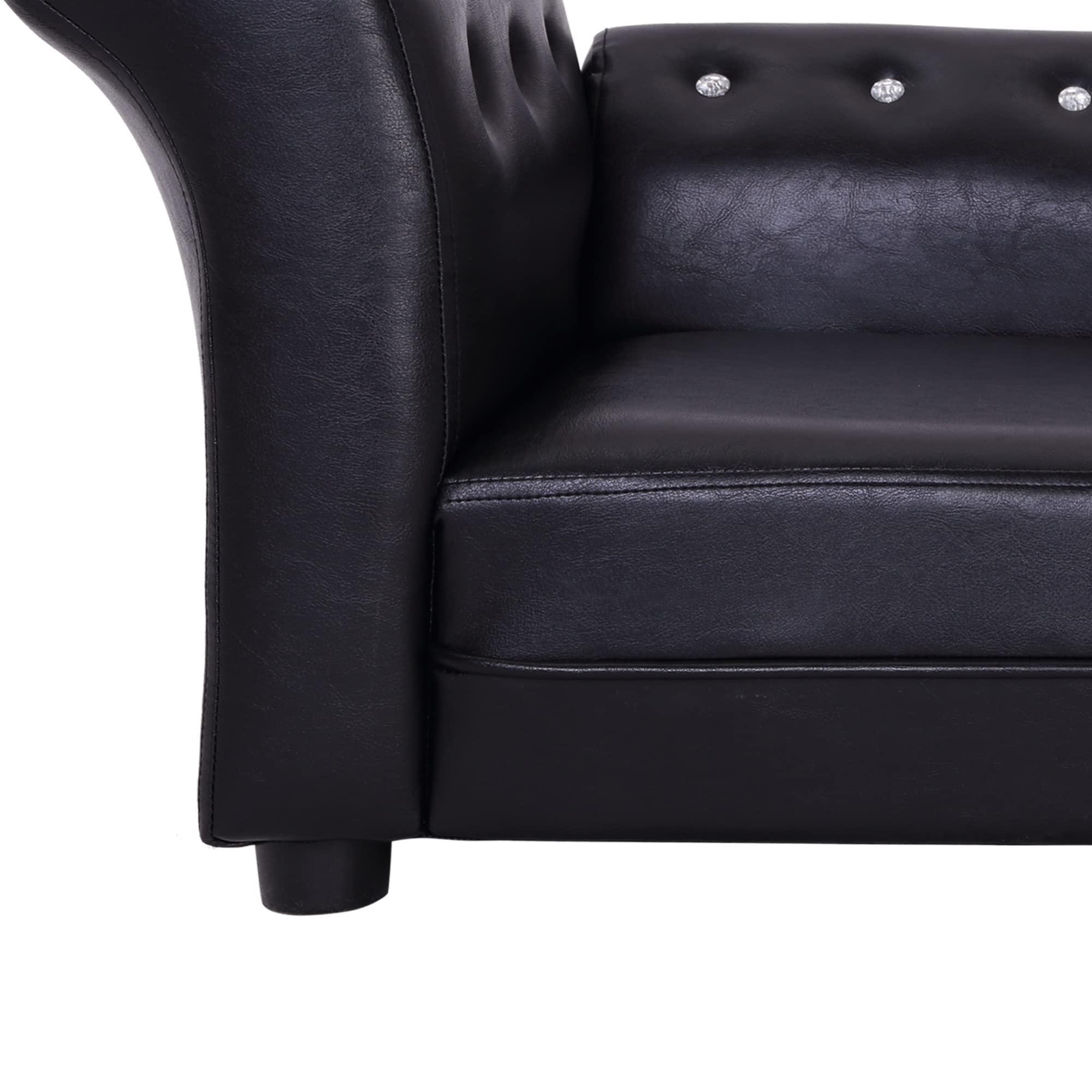 PawHut Divano Chaise Longue Ottomana per Animali, Nero, 82.5x45x41.5cm