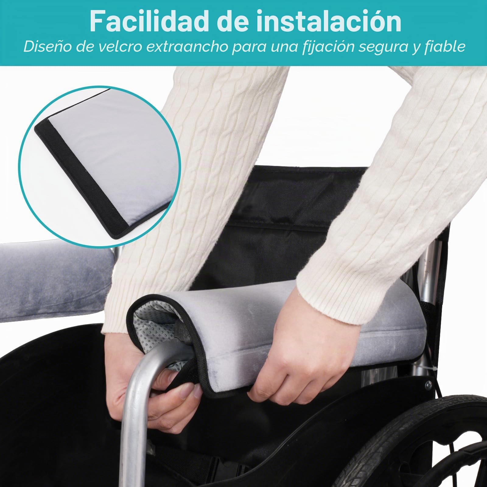 ENLUNTRA Almohadillas para reposabrazos para sillas de Ruedas, 2 Unidades de reposabrazos, Fundas Acolchadas de Espuma viscoelástica, Grey