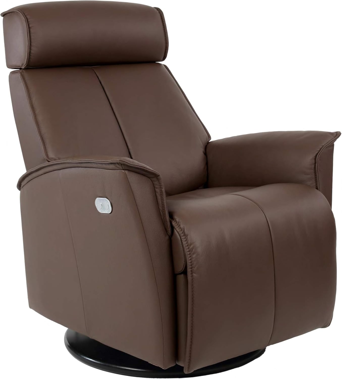 Amazoncom Fjords Venice Small Motorized Power Recline Swivel Swing Relaxer Recliner Chair In Mocha Soft Line Premium Leather Home Kitchen